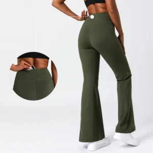 Vnazvnasi New Wide Leg Pants High Waist Nude Yoga Pants Women Slim Flared Trousers Sports Leggings Gym Fitness Casual Pants