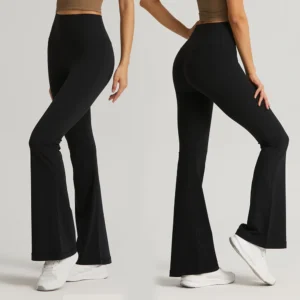 Women Wide-leg Pants Gym Ladies Loose Pants High Waist Hip Slim Bell Bottoms Gym Dance Flared Wide Leg Trousers Yoga Leggings