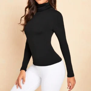 2023 Women's Solid Mock Neck Sweatshirt Long Sleeve Breathable Cotton Sweatshirts Casual Lightweight Pullovers Sweatshirts