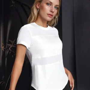 Women Plain Short Sleeve Cotton Breathable Mesh Sport T-Shirt Top Gym Slim Fit Yoga T Shirt