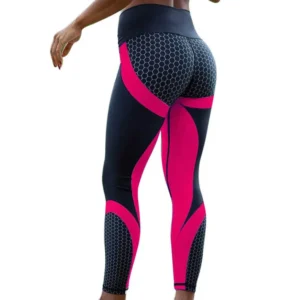 Honeycomb digital printing nine points sport trousers Fashion Women's Yoga Pants High waist tight hips casual Leggings