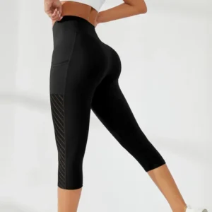 Sport Shorts cropped pants Female Fitness Nudity High Waist Hip Lift Running Yoga Side Pockets Tights Quick Dry Gym Sportswear