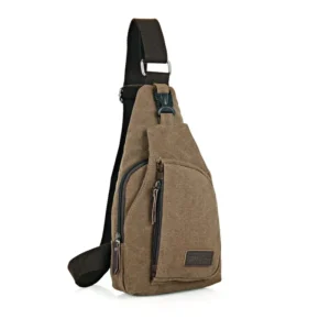 Shoulder Crossbody Bag for Men Short Travel Messenger Chest Bag Light Outdoor Vintage Canvas Leather Recreation Satchel Bag