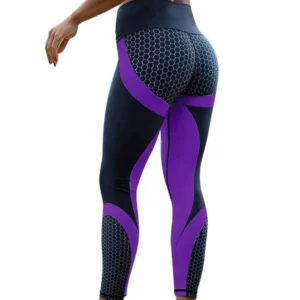 Honeycomb digital printing nine points sport trousers Fashion Women's Yoga Pants High waist tight hips casual Leggings